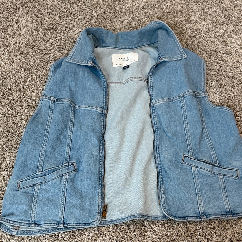 American Eagle Outfitters Blue Denim Vest